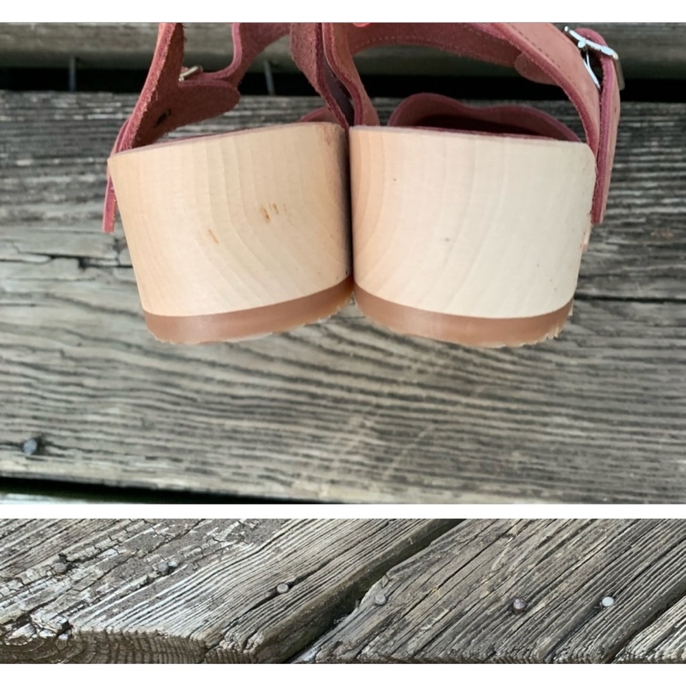 Sandgrens Handmade Swedish Wood Clogs in Blush Nubuck, Size 10 - Picture 2 of 4